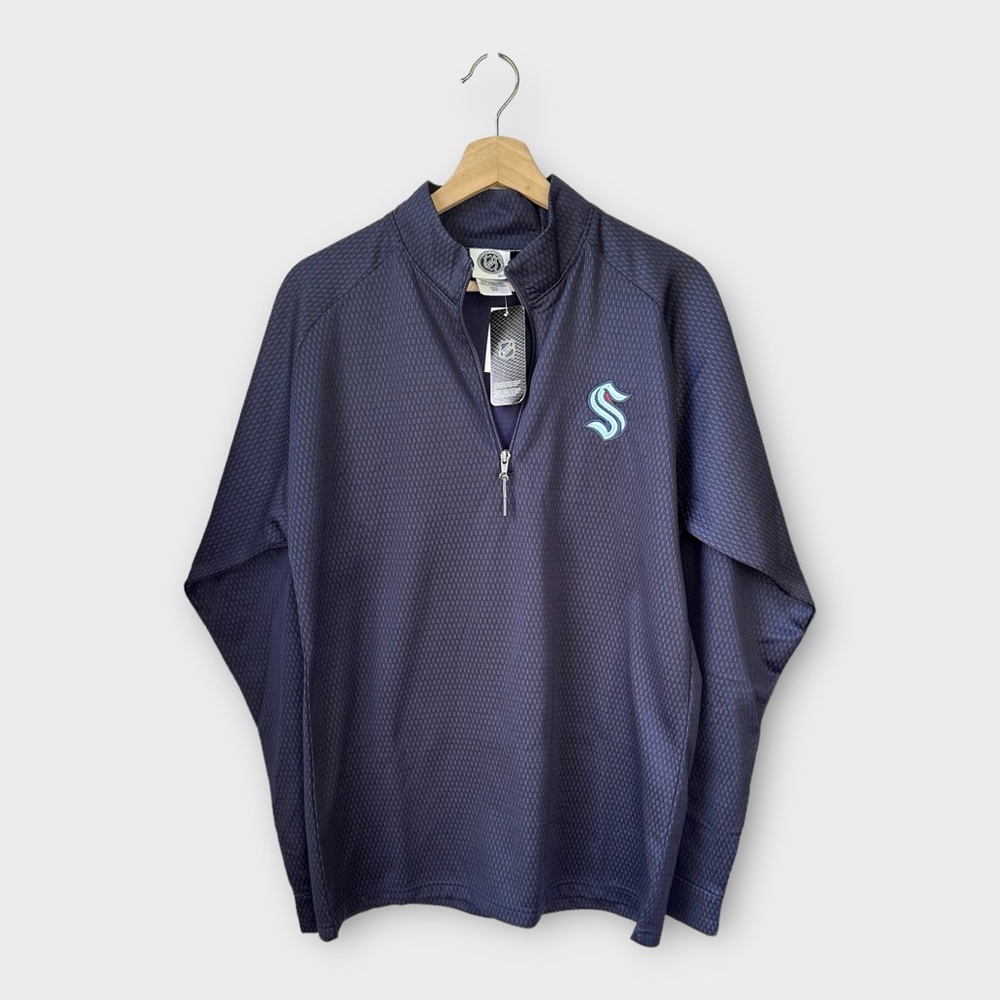 NWT NHL‎ Seattle Kraken Quarter Zip Pullover Long Sleeve Shirt, size M